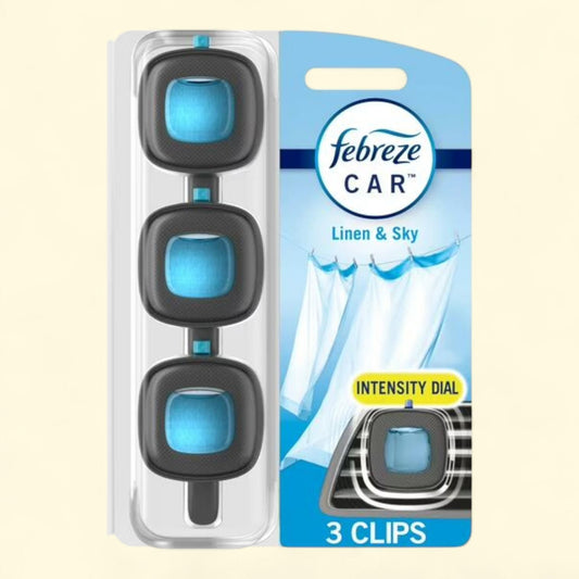 Febreze Car Air Freshener, Linen & Sky, 3 Count