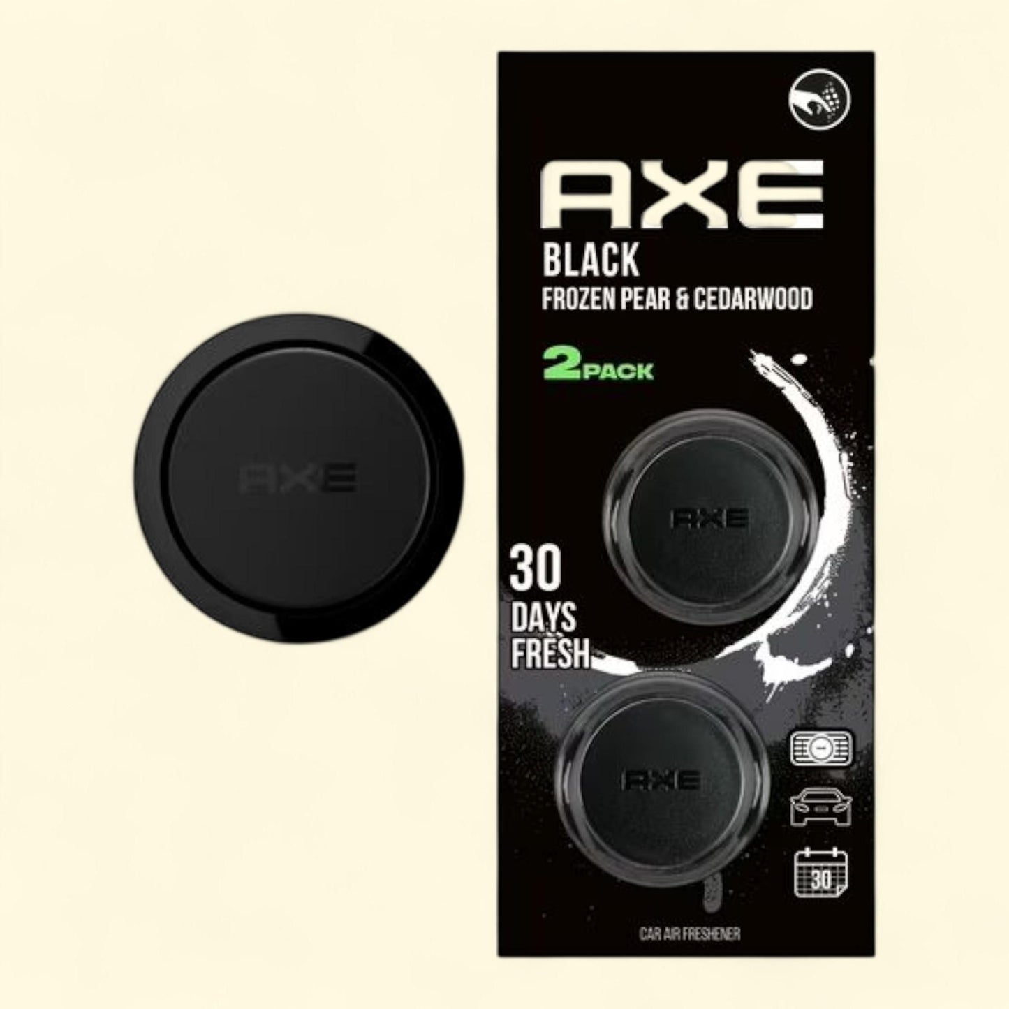 AXE Vent Clip Car Air Freshener, Black Scent, 2 Pack