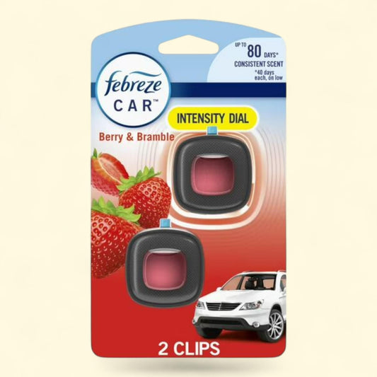 Febreze Car Air Freshener Vent Clip, Berry & Bramble Scent, 0.06 oz, 2 Count
