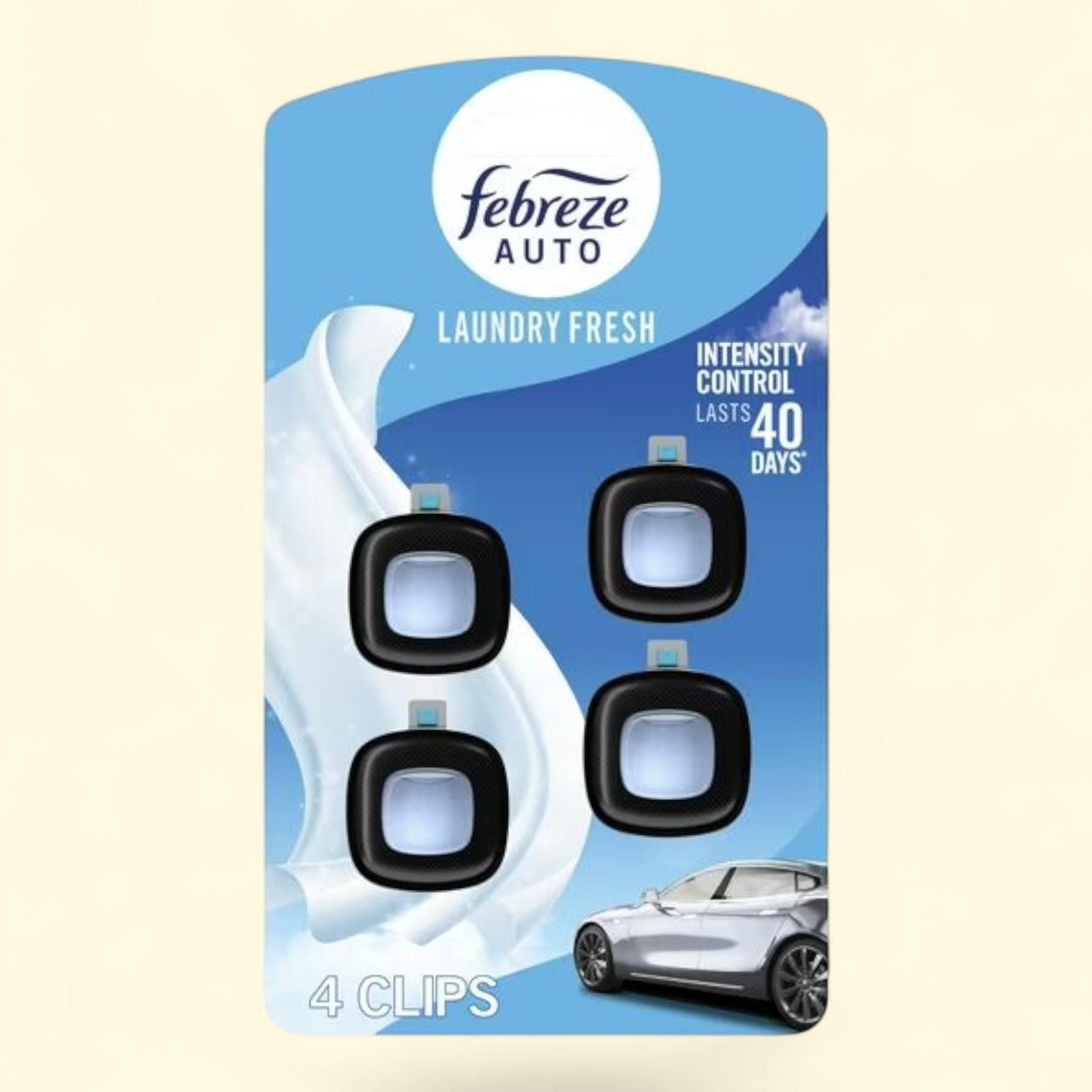 Febreze Auto Air Freshener, Laundry Fresh Scent, 4 Count