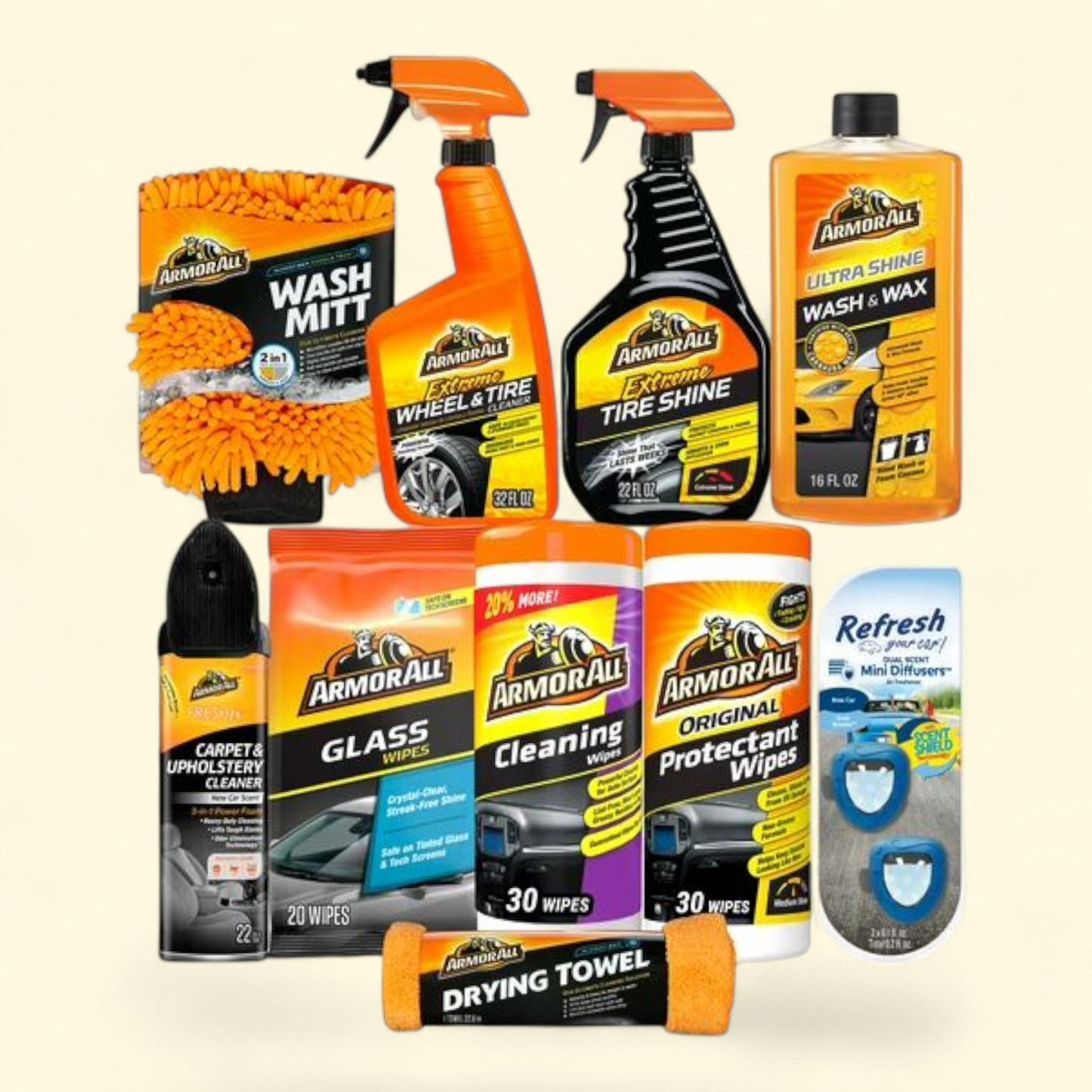 Armor All Car Care Cleaning and Wash Kit, 10 Piece