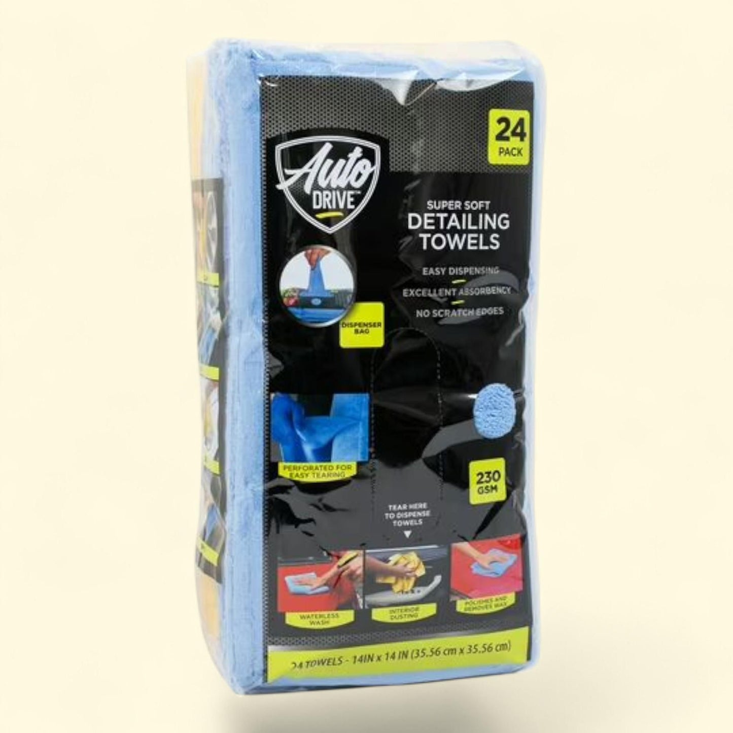 Auto Drive Coral Fleece Towel, Cleaning, Detailing, 24 Pack, Blue & Yellow