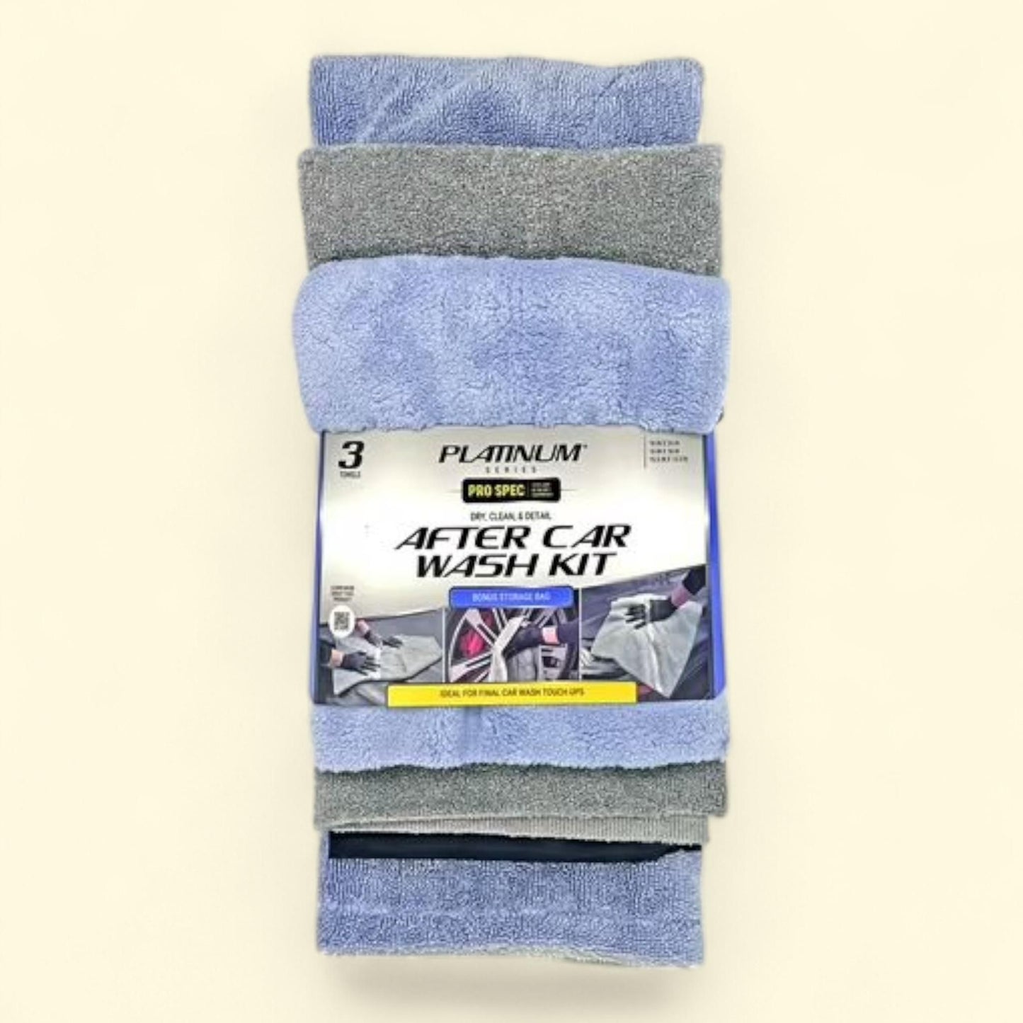 Platinum Series Pro Spec Car Cleaners Towel, 3 Pack, Includes Storage Bag
