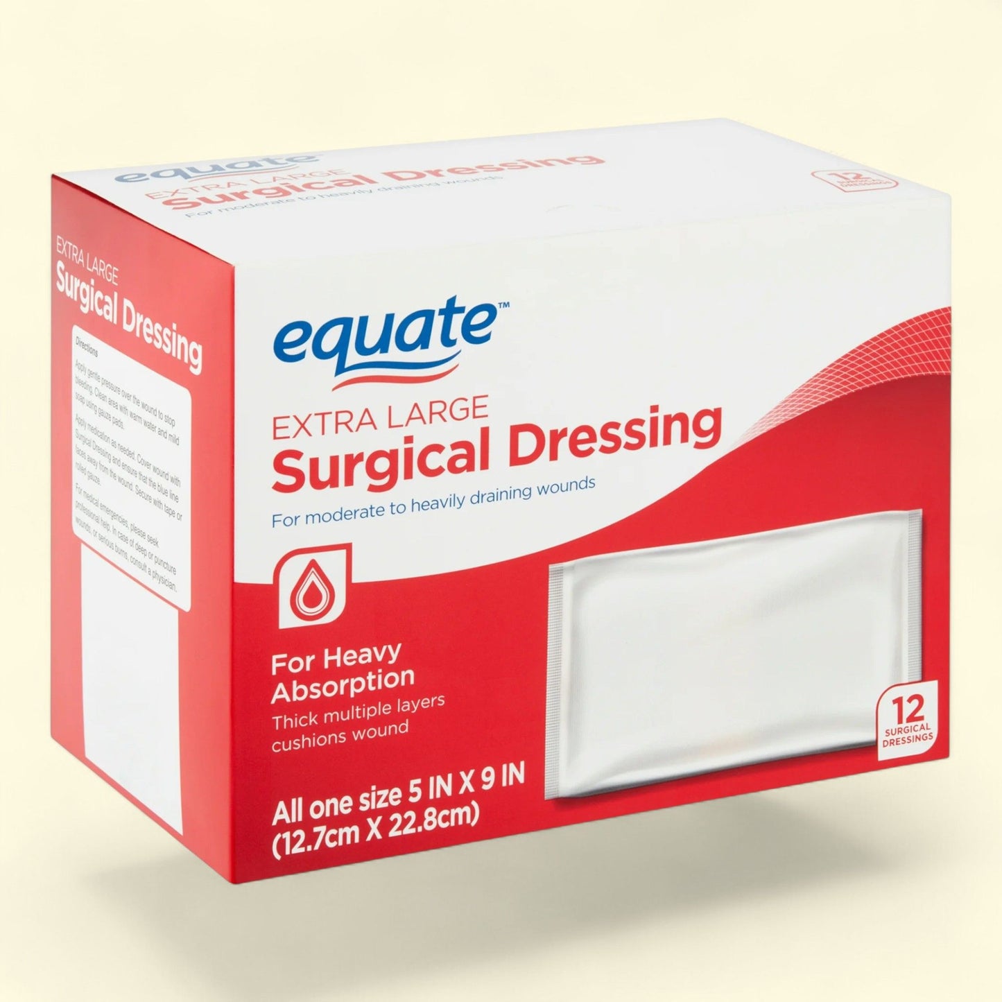 Equate Surgical Dressing, 5 in x 9 in, 12 Count