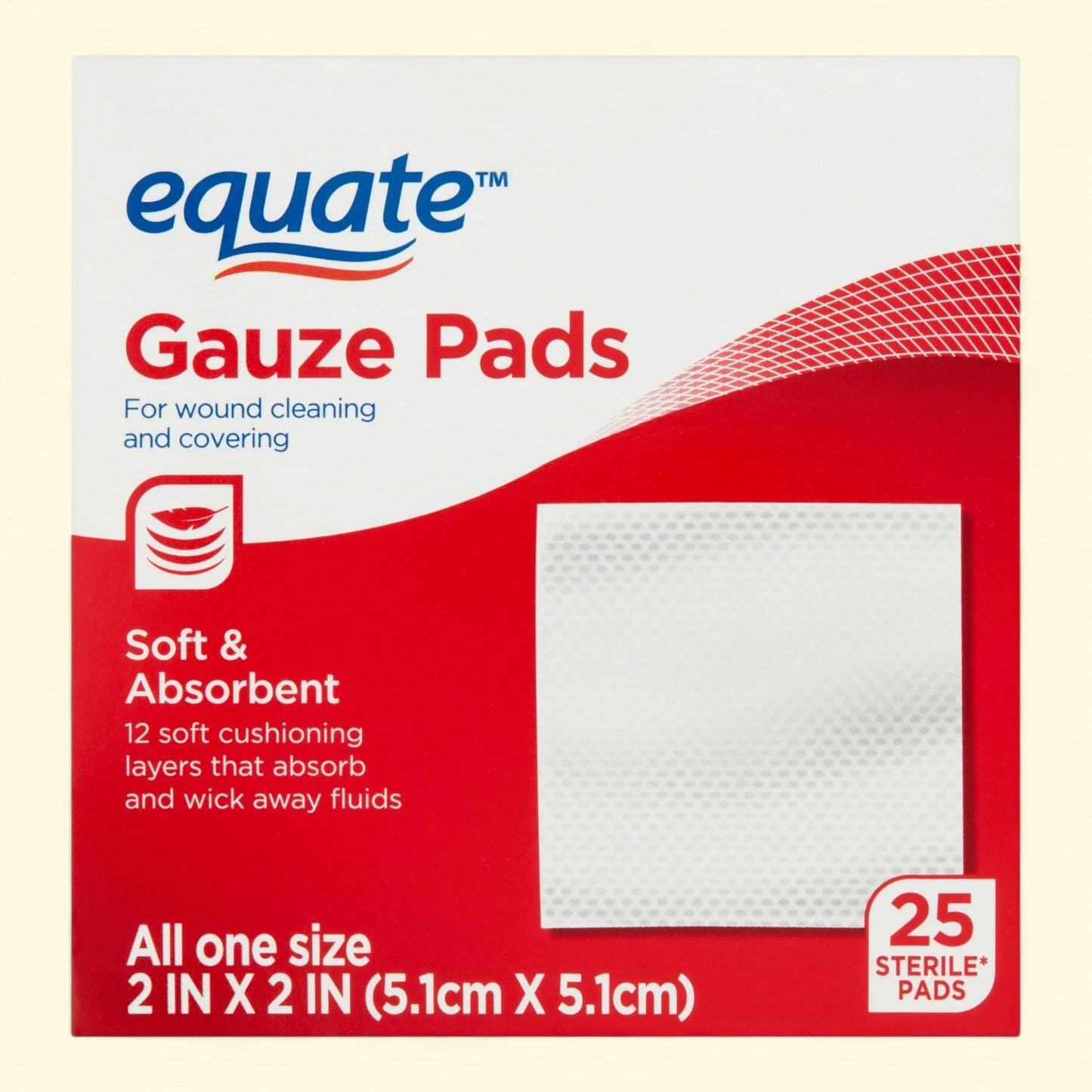 Equate Gauze Pads, 2" x 2", 25 Count