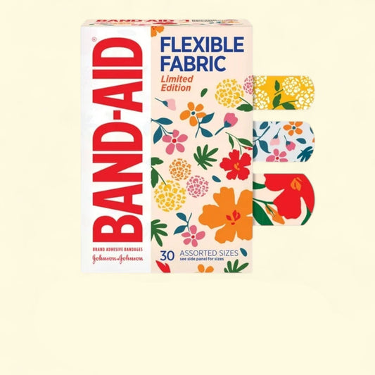 Band-Aid Flexible Fabric Bandages, Wildflower, 30 Count