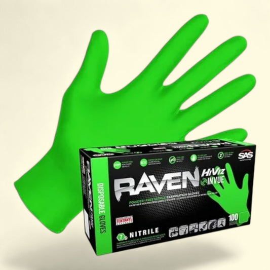 Raven Nitrile Exam Gloves, 7 mil, Size S, 100 Gloves/Box