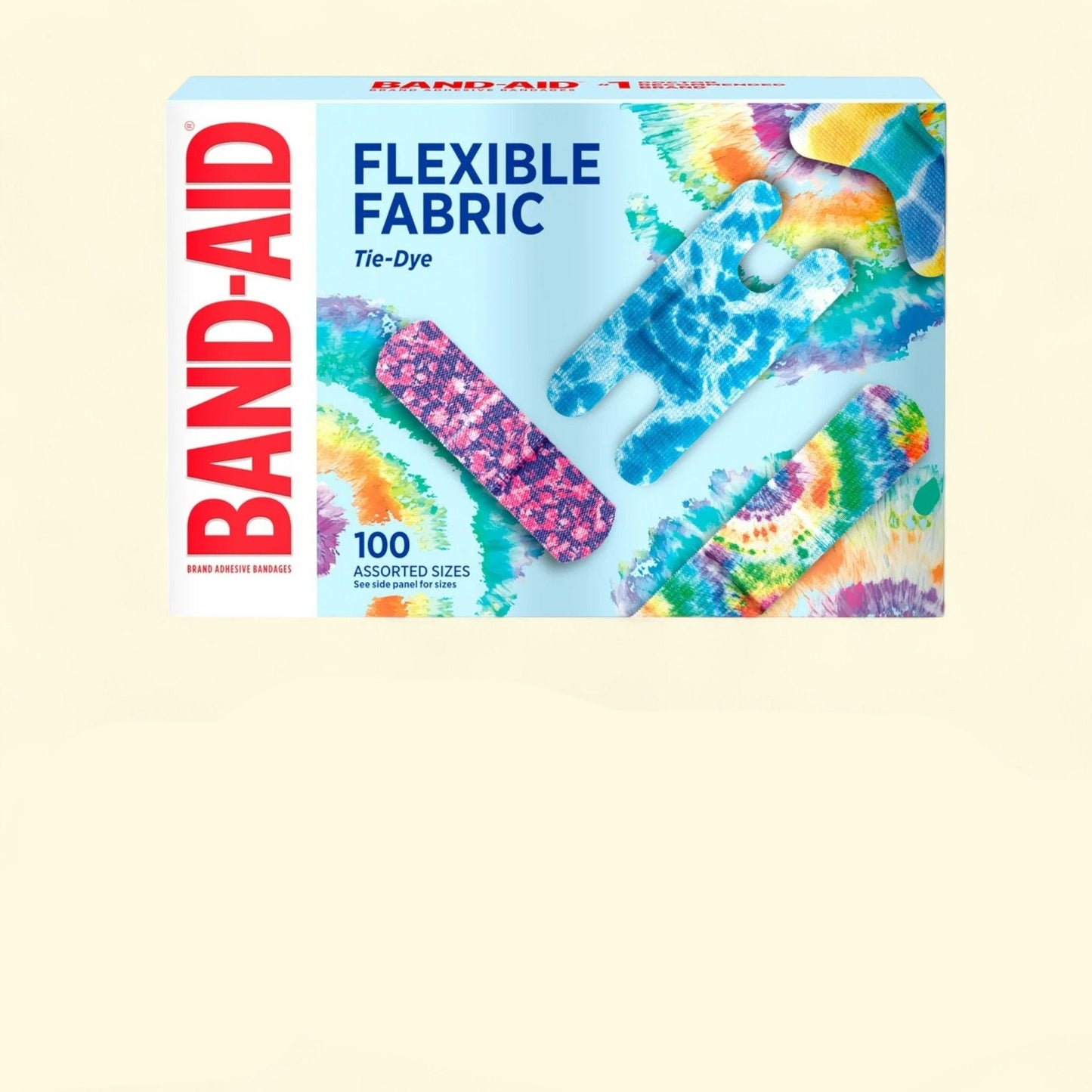 BAND-AID Bandages, Flexible Fabric Fun Tie-Dye, 100 Count