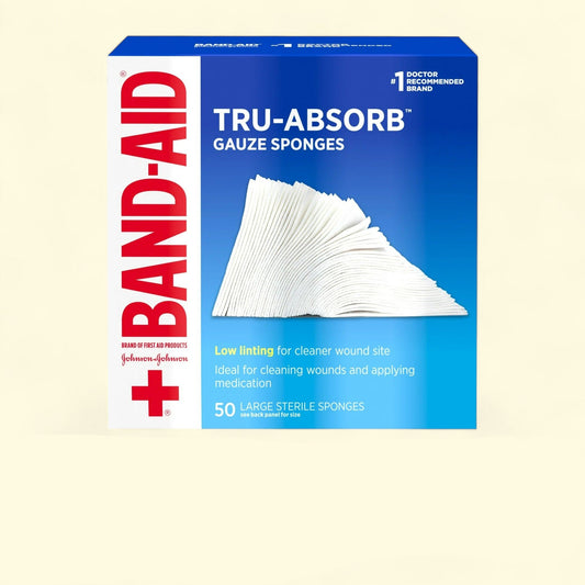 Band Aid First Aid Tru-Absorb Gauze Sponges, 4 in x 4 in, 50 Ct
