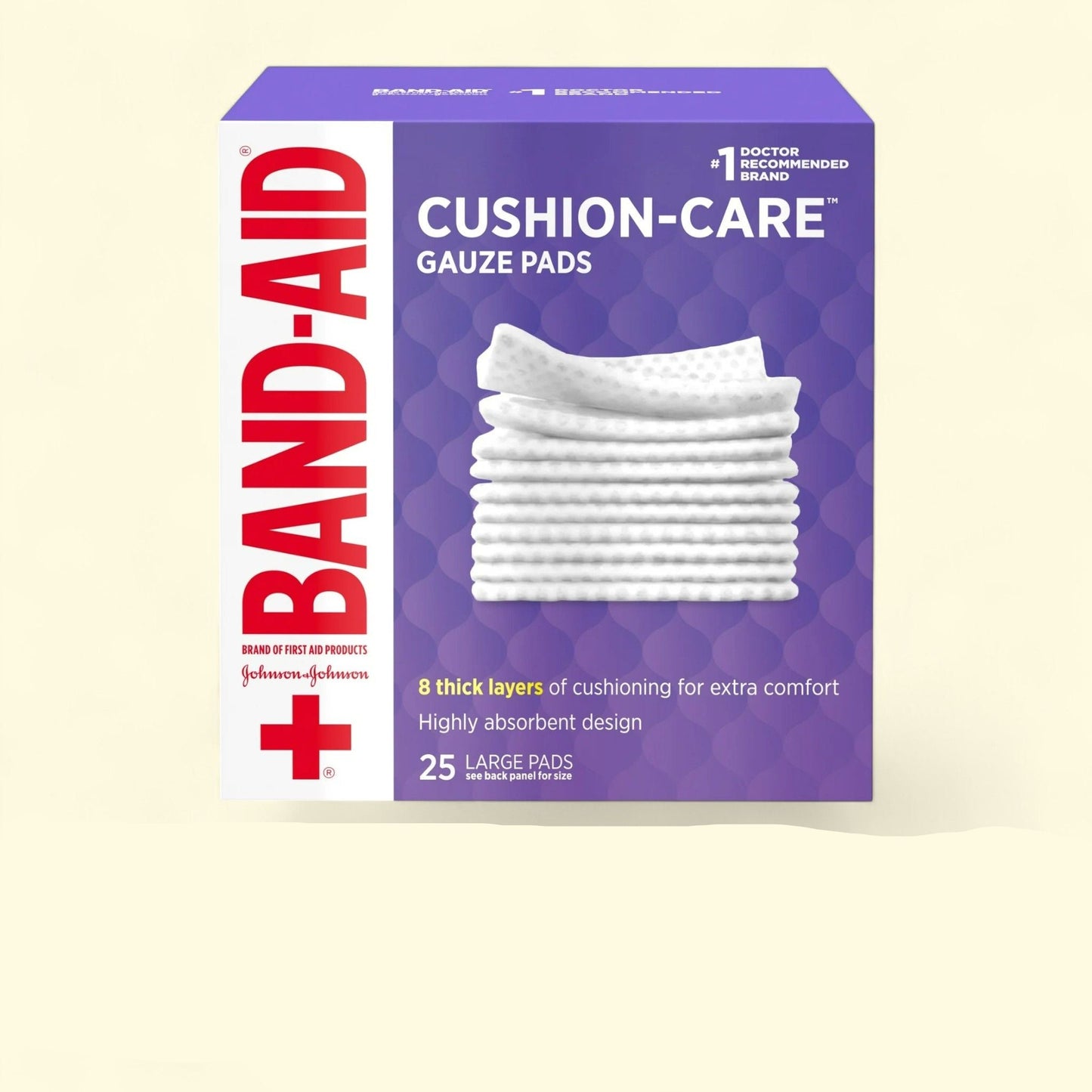 Band-Aid Large Cushion Care Thick Gauze Pads, 4 in x 4 in, 25 Ct