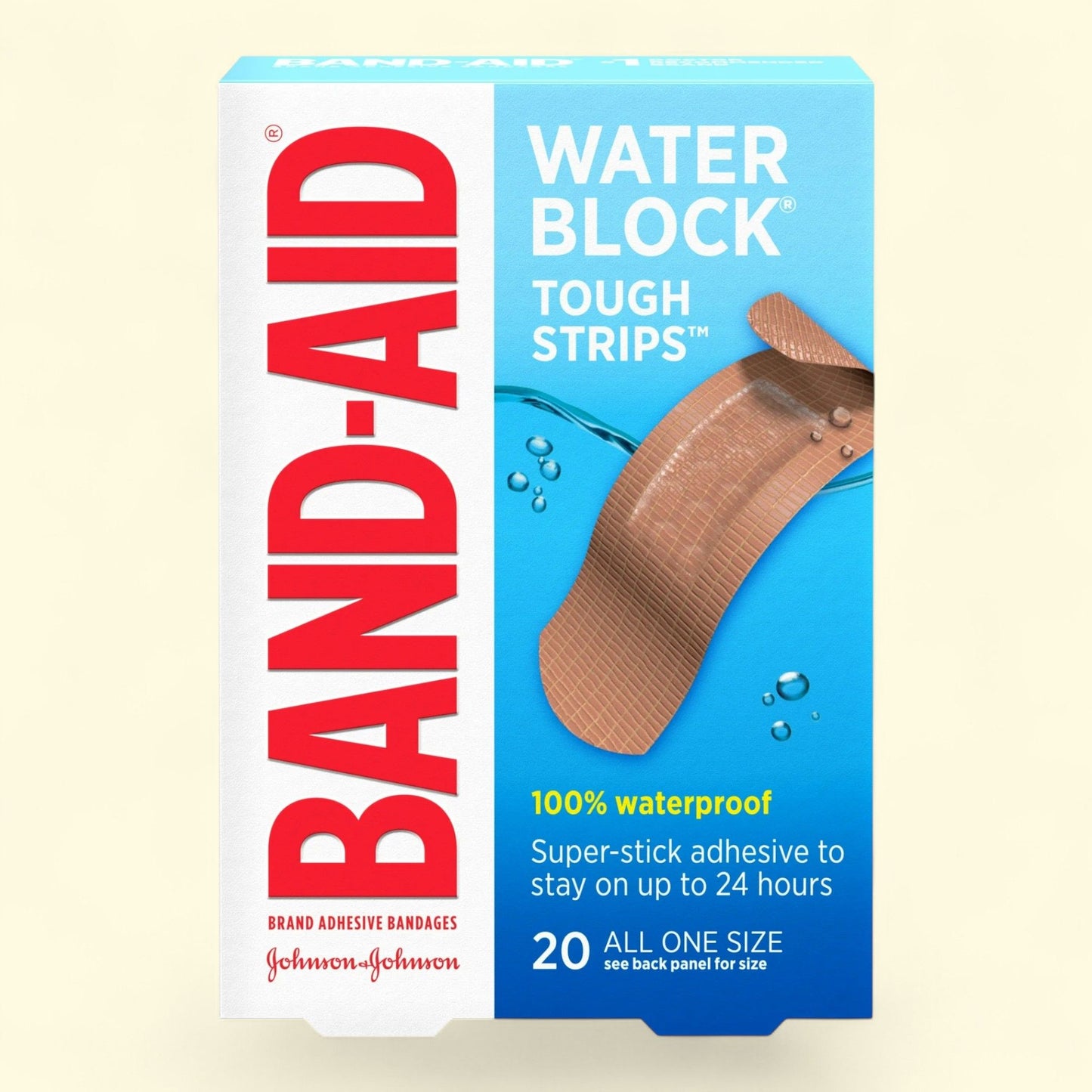 Band-Aid Water Block Tough Bandages, One Size, 20 Ct