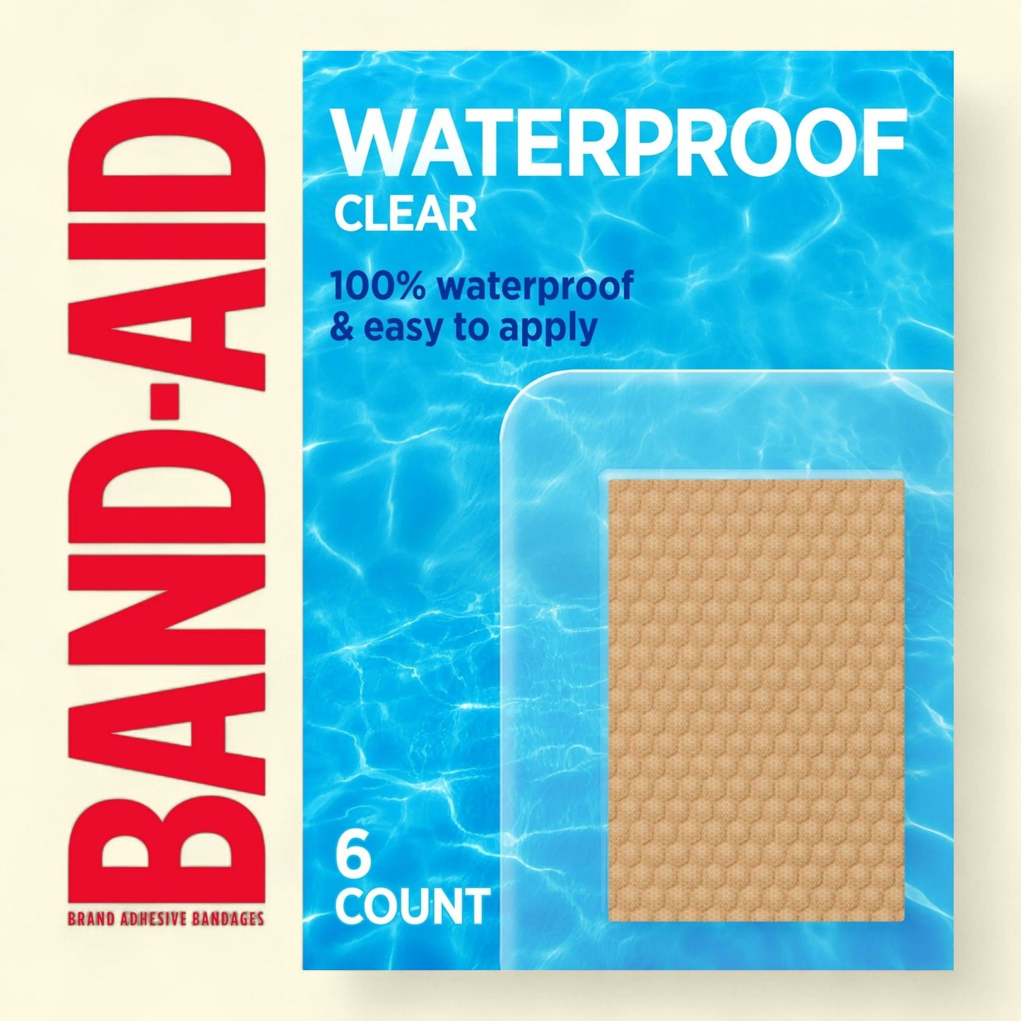 BAND-AID Clear Waterproof Adhesive Bandages, Jumbo, 6 Count