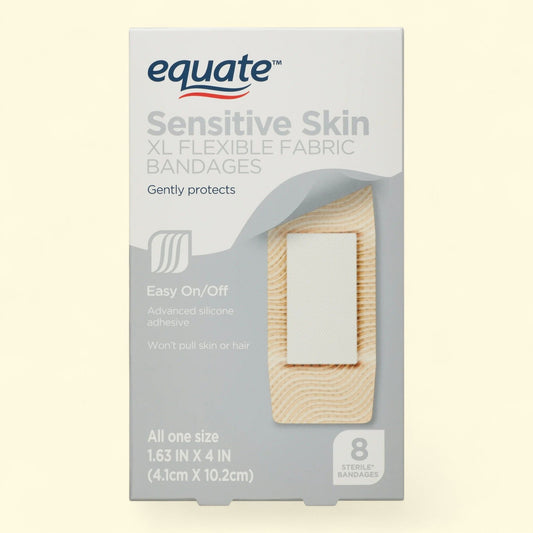 Equate Adhesive Bandages, Sensitive Skin, X-Large, 8 Count