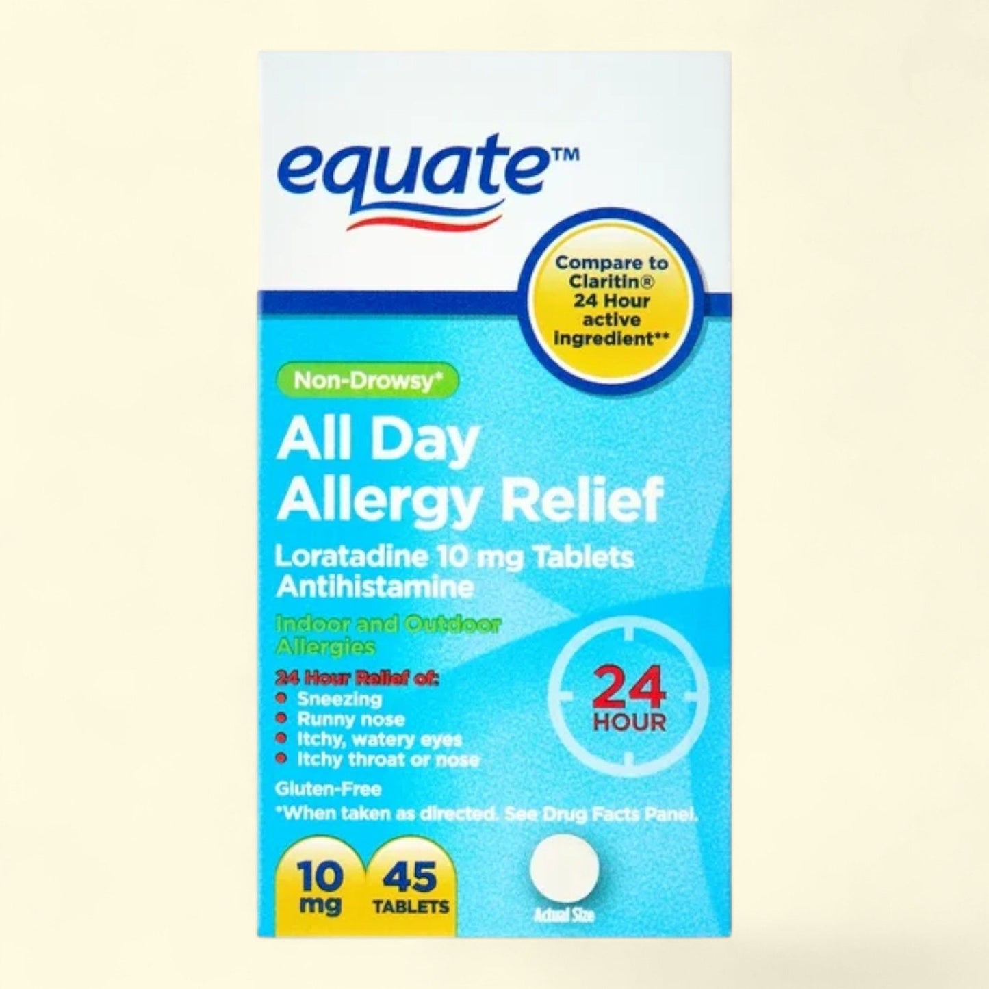 Equate All Day Allergy Relief : comprimés de loratadine, 10 mg, boîte de 45