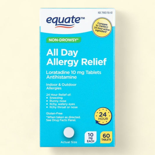 Equate All Day Allergy Relief Loratadine 10 mg Tablets, 60 Count