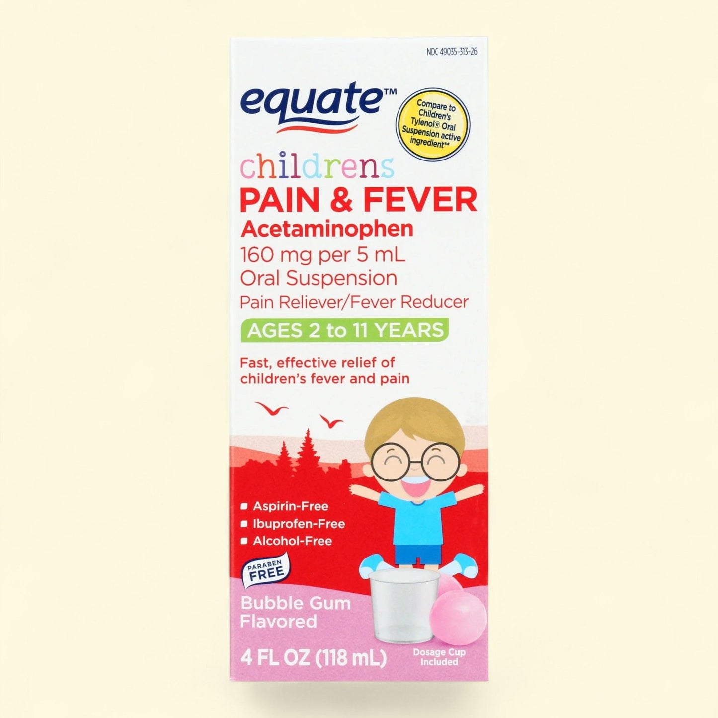 Equate Children's Pain & Fever Acetaminophen Oral Suspension, 4 fl oz