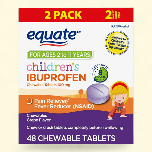 Equate Children's Ibuprofen Chewable Tablets, 100 mg, 48 Count