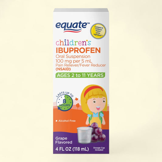 Equate Children's Ibuprofen Oral Suspension, Grape Flavor, 4 Fluid Ounce