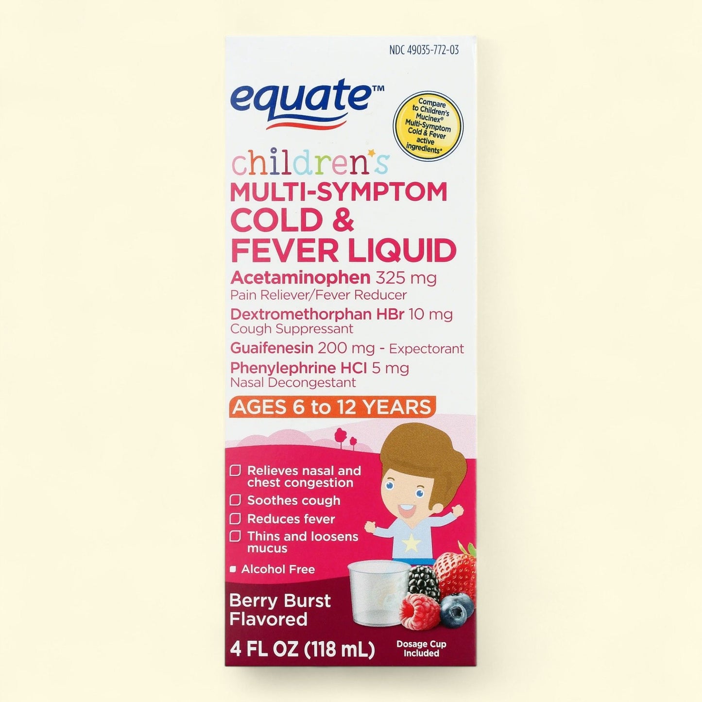 Equate Children's Multi-Symptom Cold & Fever Liquid, 4 fl oz
