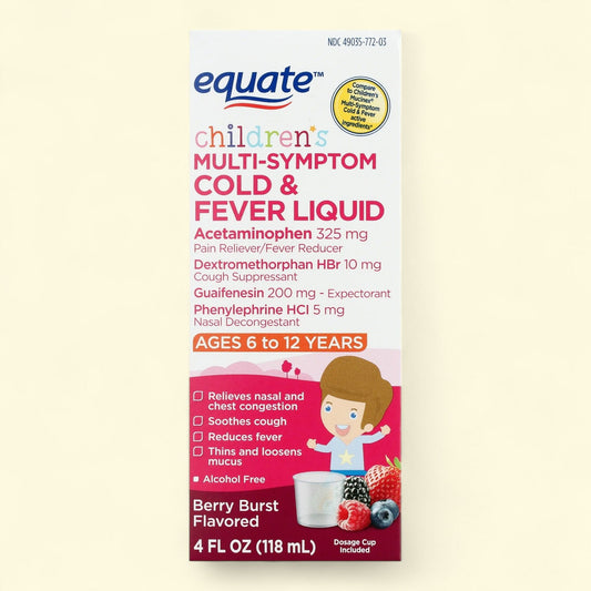 Equate Children's Multi-Symptom Cold & Fever Liquid, 4 fl oz