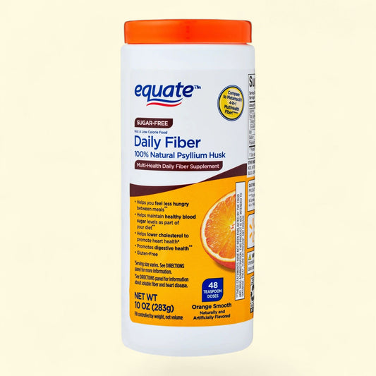 Equate Daily Fiber Psyllium Husk Fiber Supplement, Sugar-Free Orange Smooth, 10 oz