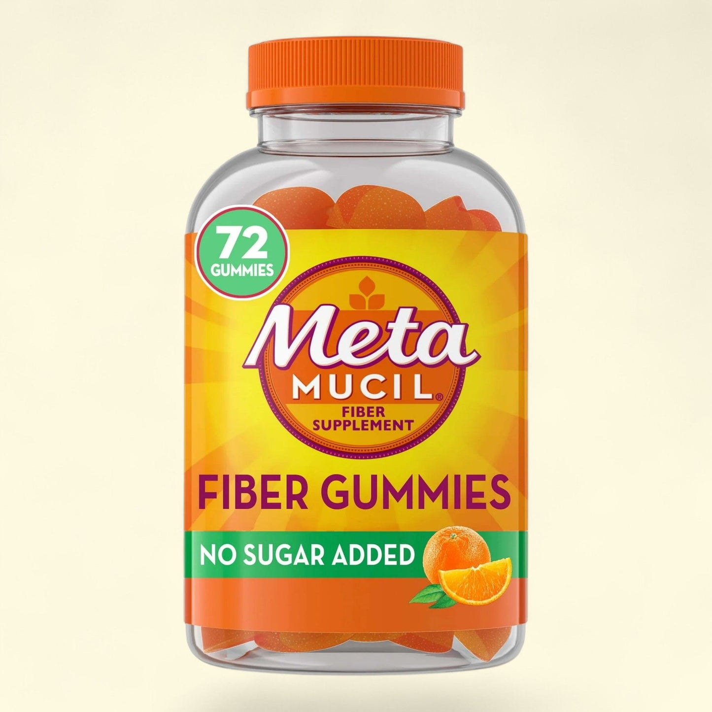 Metamucil Fiber Gummies, Sugar Free, Orange, 72 Count