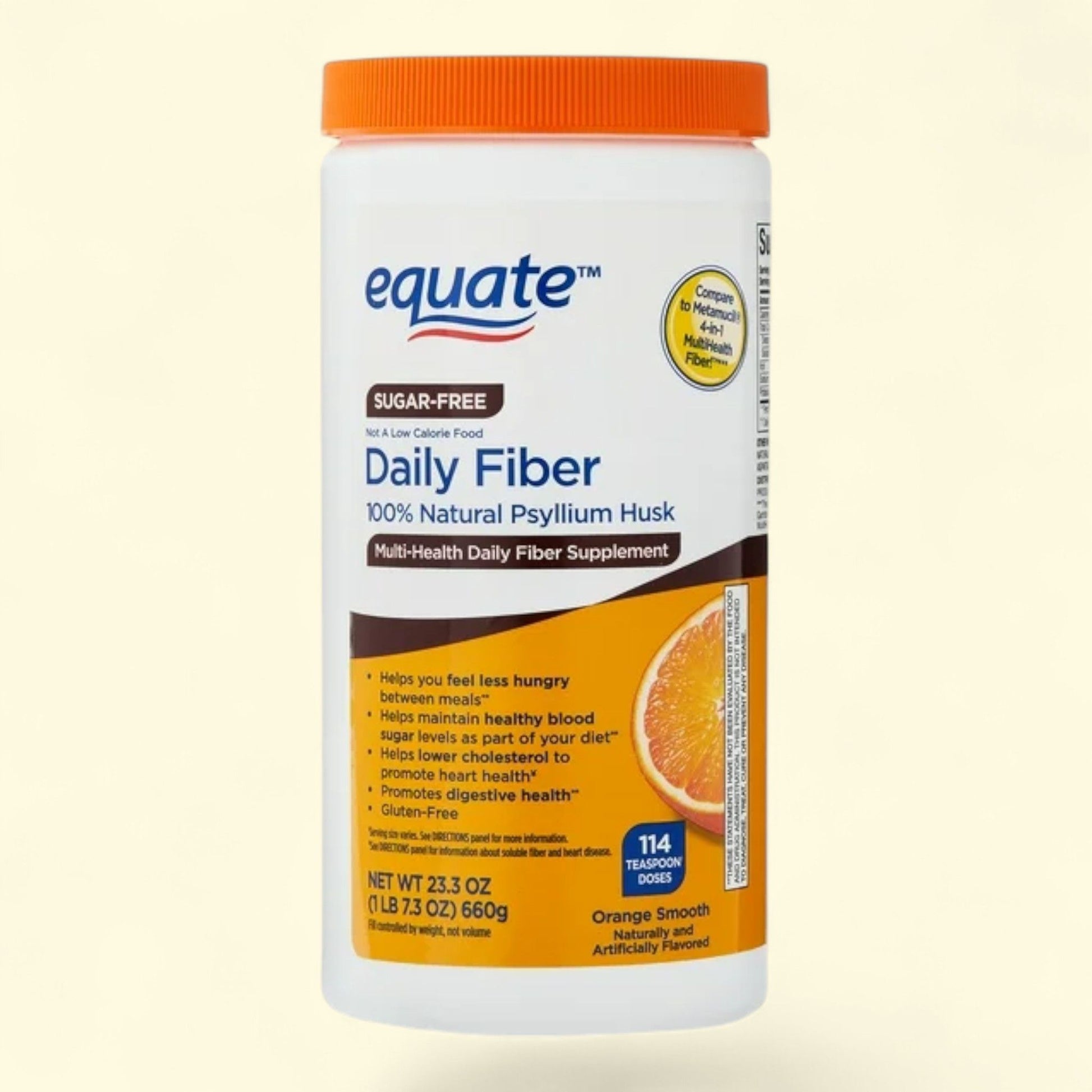 Equate Daily Fiber Supplement Psyllium Husk Fiber Orange Powder, 23... — authentic US product shipped worldwide by Treatspree