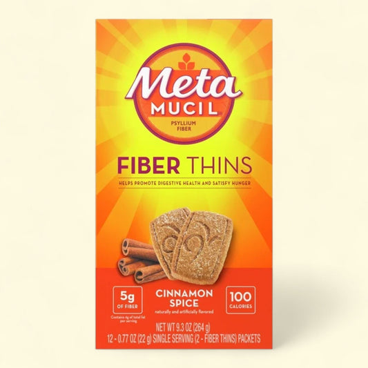 Metamucil Fiber Supplement Chewable Thins, Cinnamon Spice, 12 Count