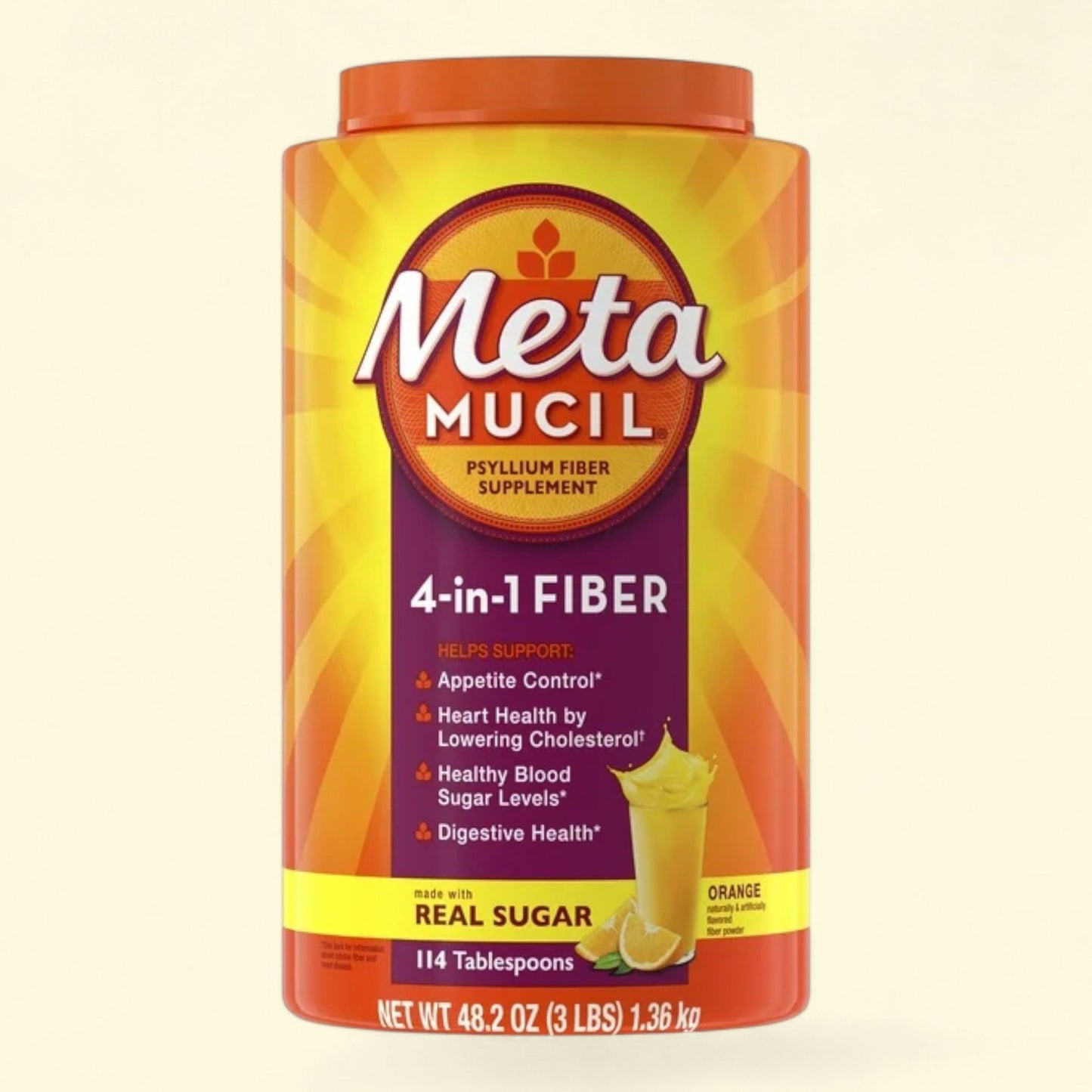 Metamucil Fiber Supplement, Orange, 114 Servings