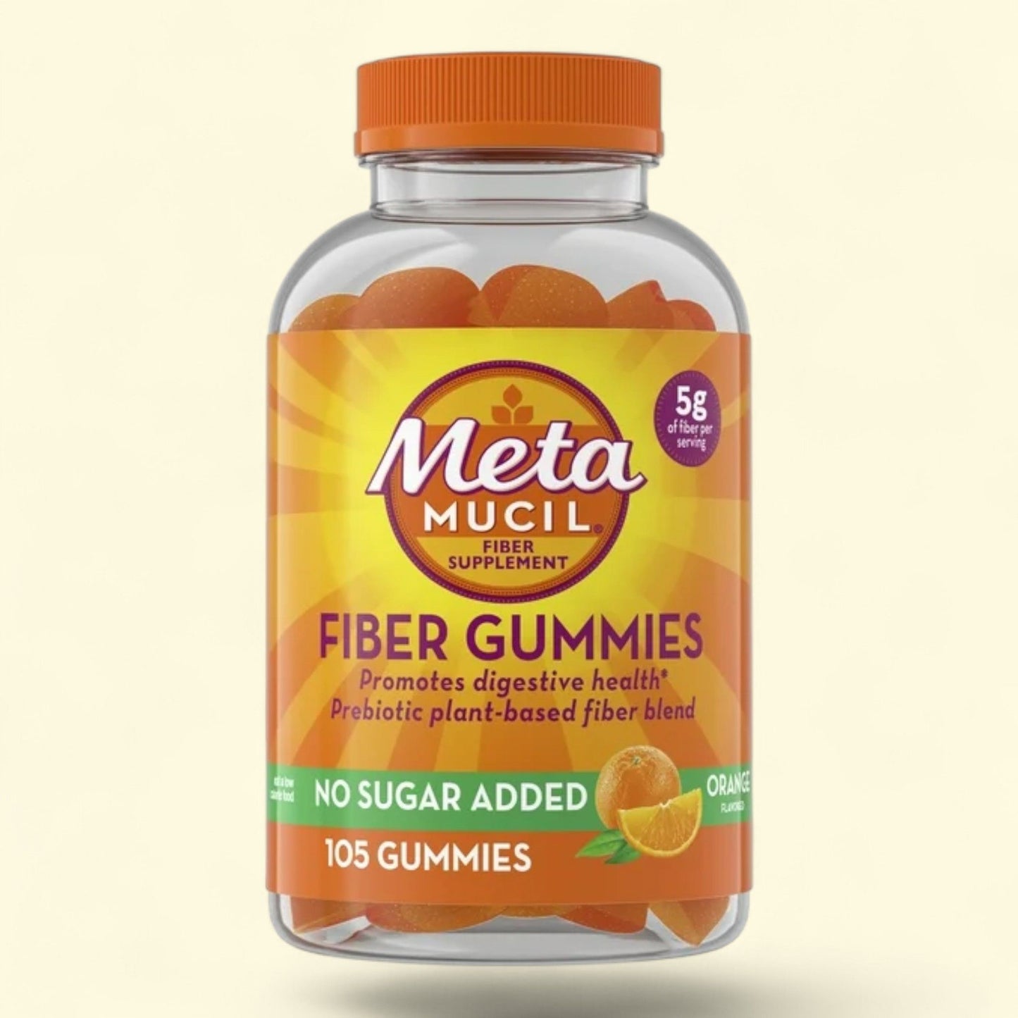 Metamucil Fiber Supplement, No Sugar Added Fiber Gummies, 105 Count