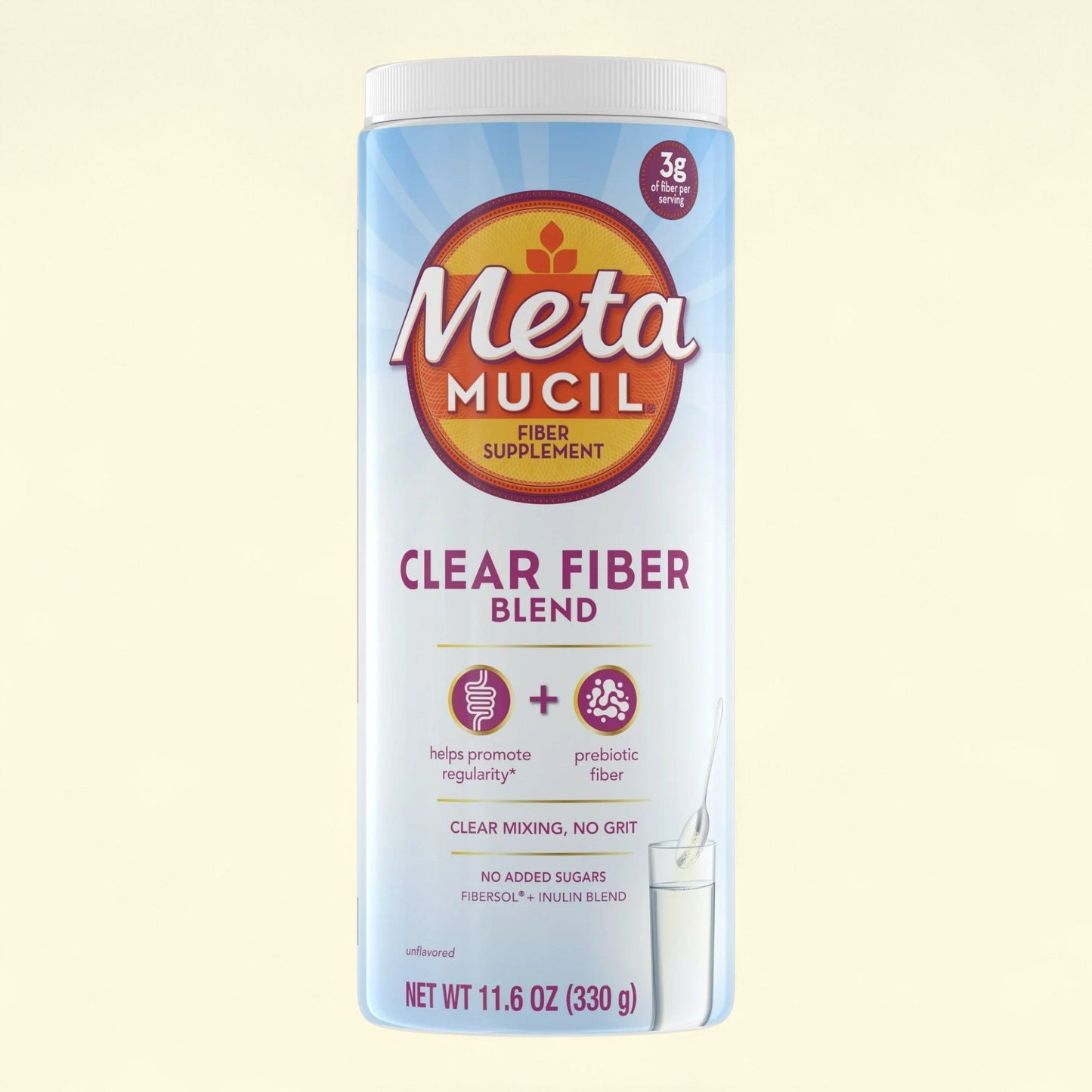 Metamucil Fiber Supplement, Clear Fiber Powder, 75 Servings