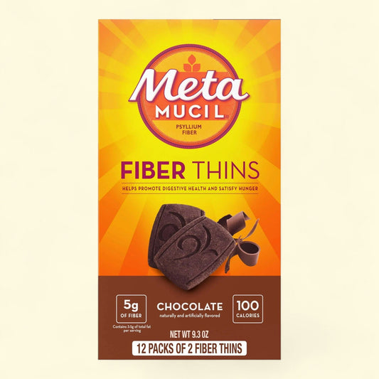 Metamucil Fiber Supplement Chewable Thins, Chocolate, 12 Count