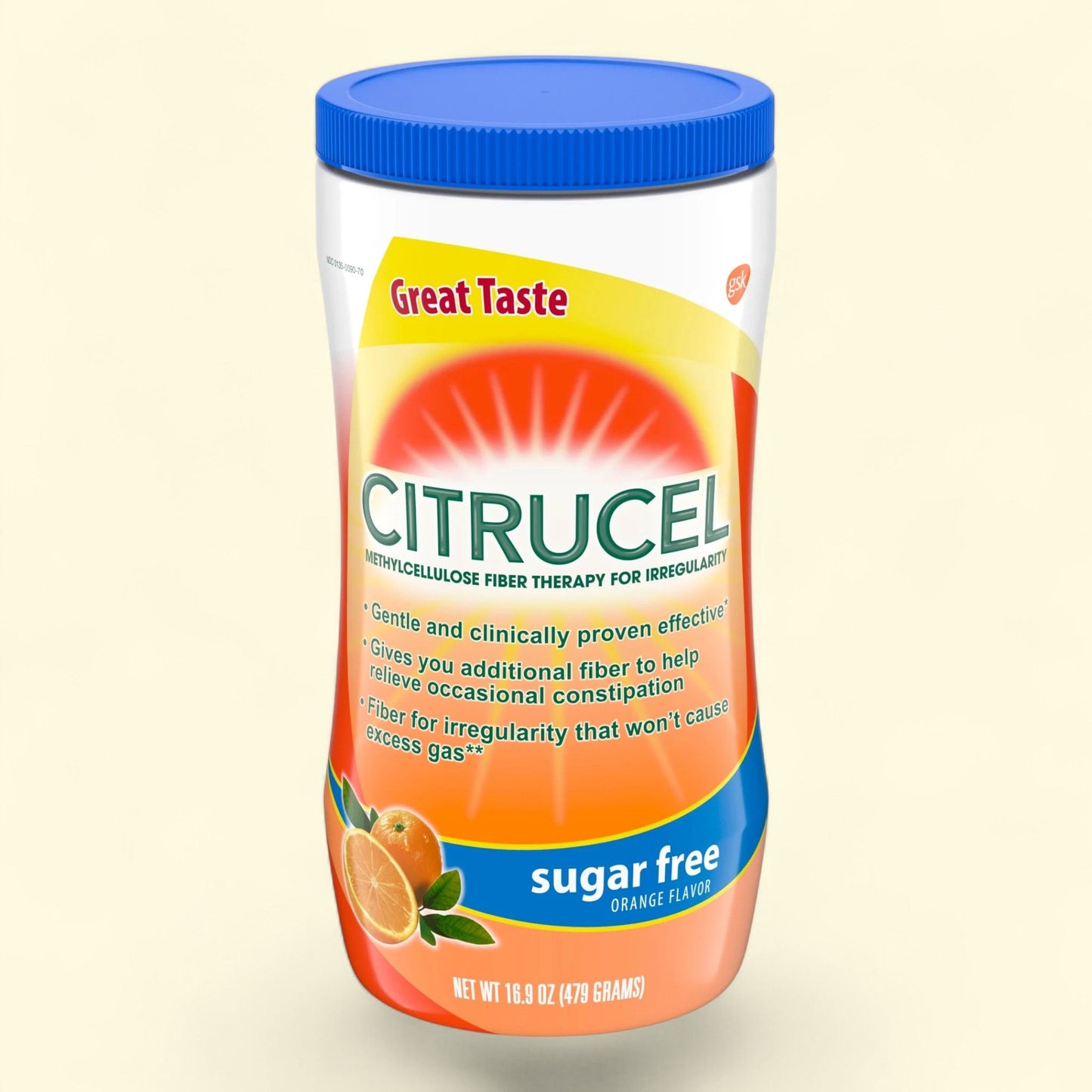 Citrucel Fiber Powder, Sugar Free, Orange Flavor - 16.9 Ounces