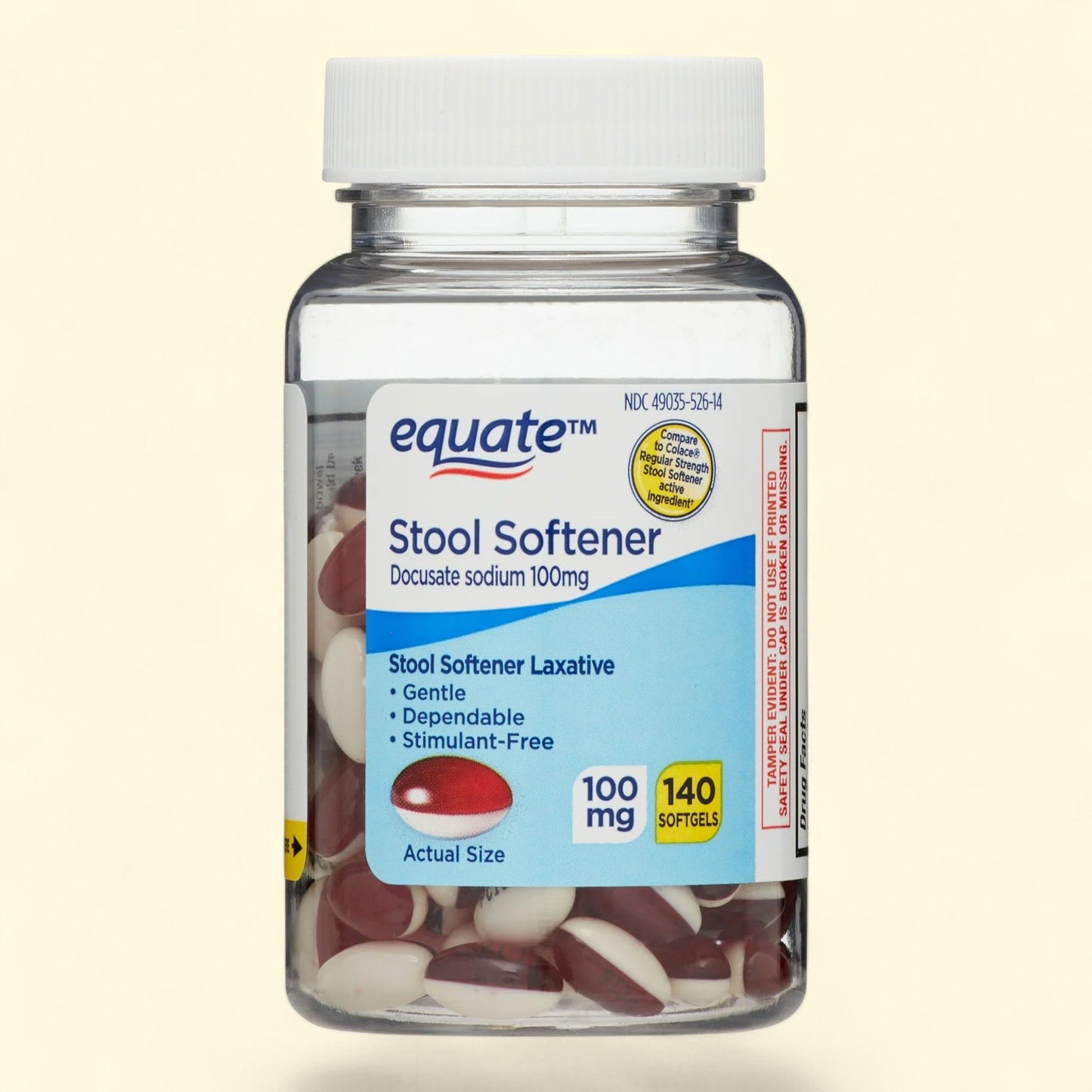 Equate Stool Softener Softgels, 100 mg, 140 Count