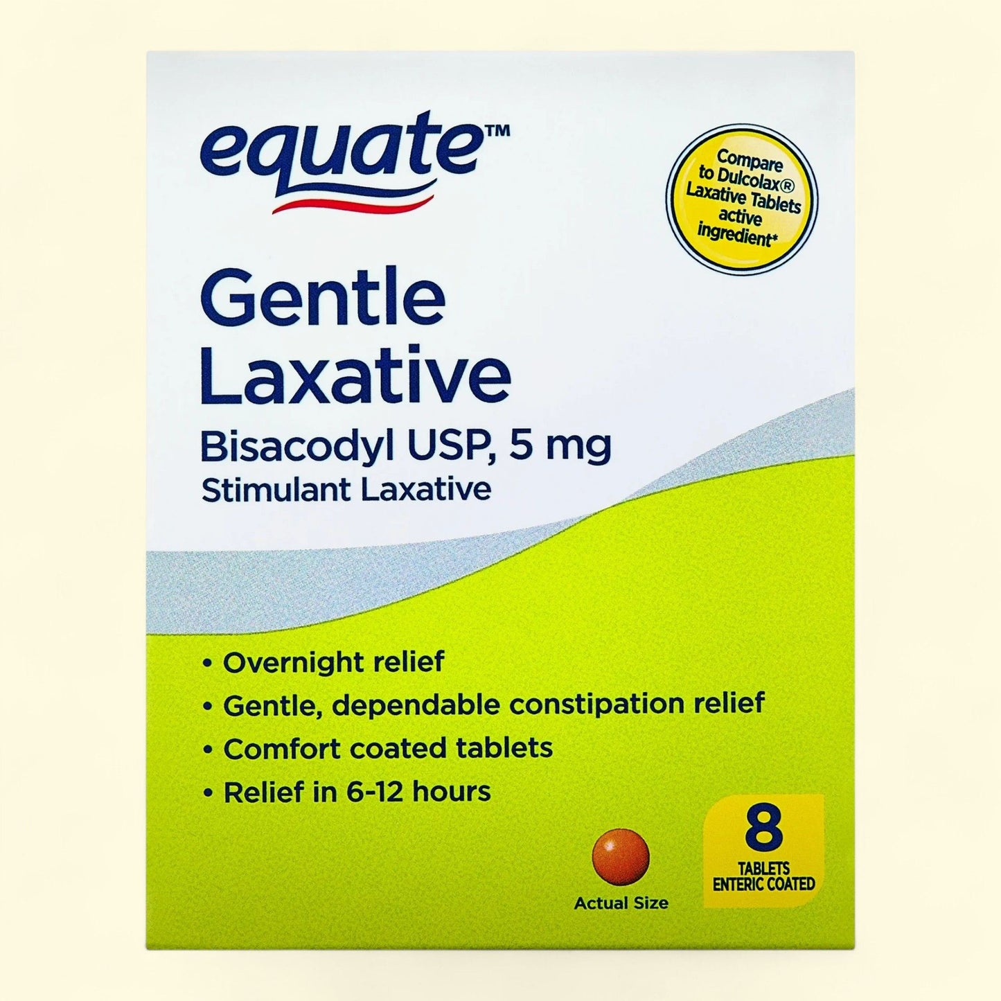 Equate Gentle Laxative Bisacodyl USP, 5 mg, 8 Count