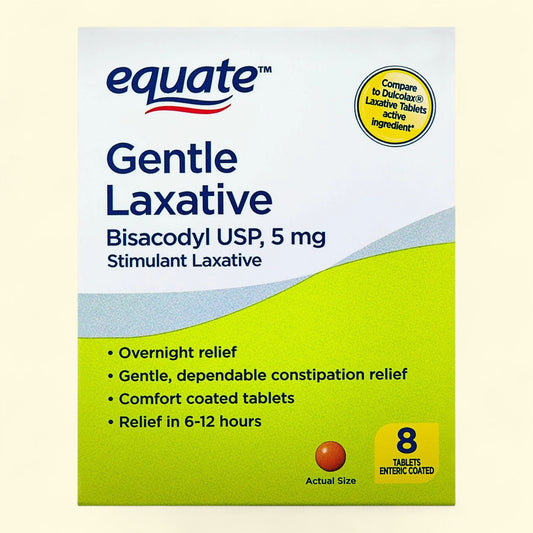 Equate Gentle Laxative Bisacodyl USP, 5 mg, 8 Count