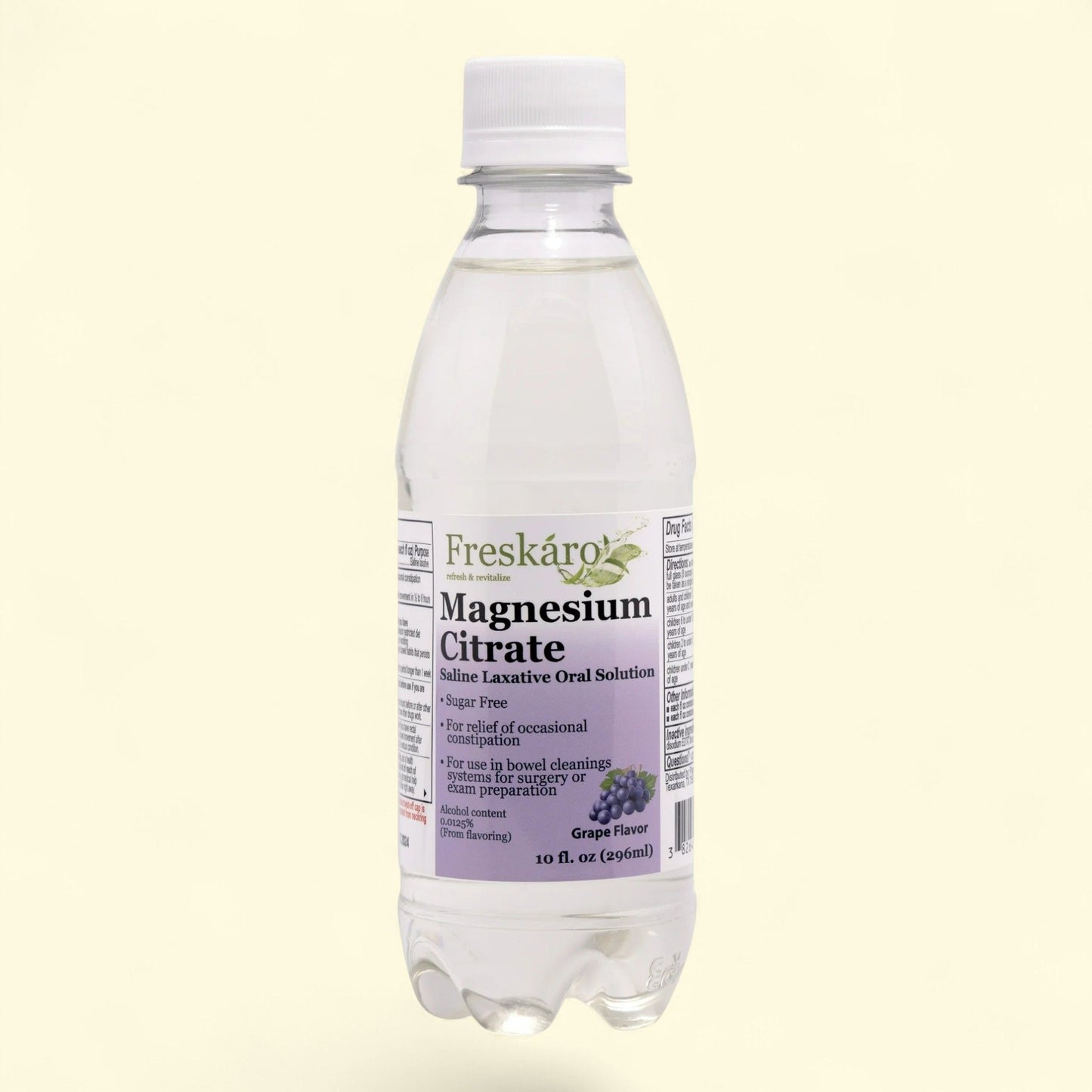Freskaro Magnesium Citrate Oral Solution 10 oz, Grape Flavor