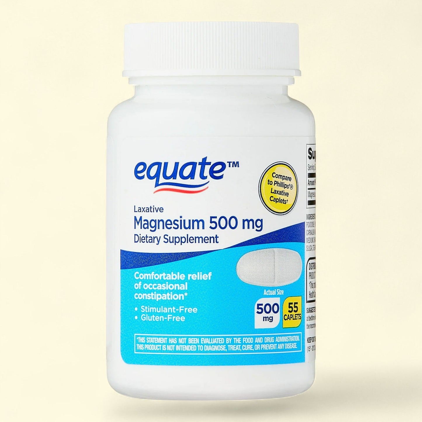 Equate Magnesium Laxative Caplets, 500 mg, 55 Count