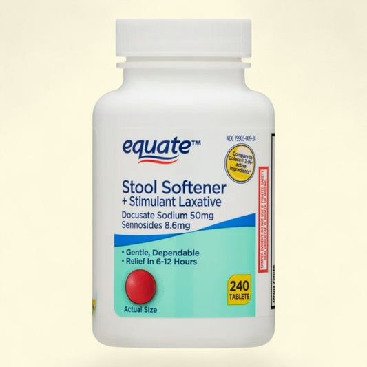 Equate Stool Softener Plus Stimulant Laxative Tablets, 240 Count