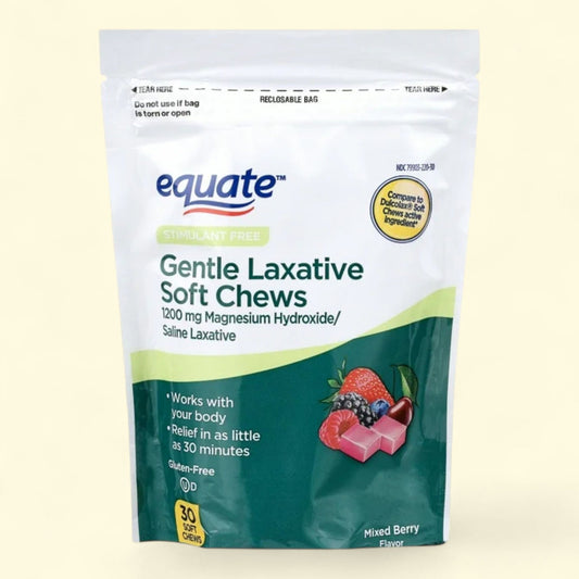 Equate Gentle Laxative Soft Chew, Mixed Berry Flavor, 30 Count