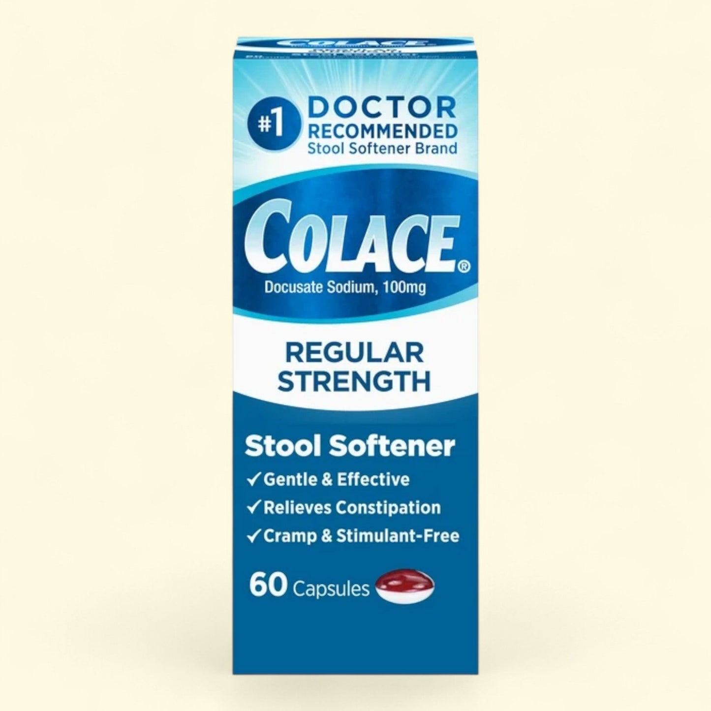 Colace Constipation Relief Capsules, 100mg, 60 Count