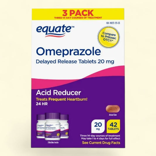 Equate Omeprazole Delayed Release Tablets 20 mg, 42 Count
