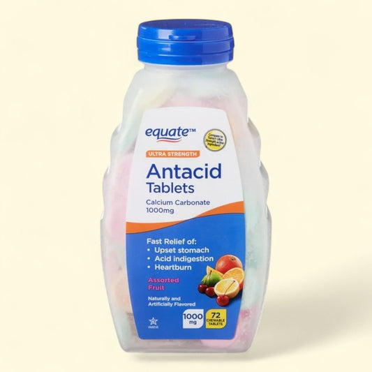 Equate Ultra Strength Antacid Chewable Tablets, 1000 mg 72 Count