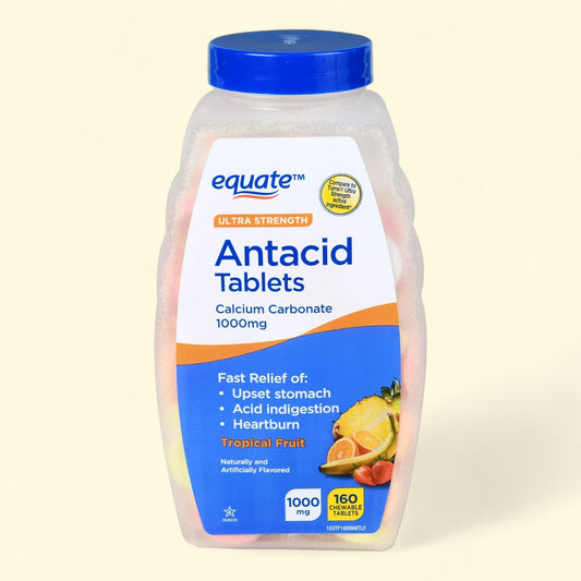 Equate Antacid Chewable Tablets, 1000 mg, 160 Count