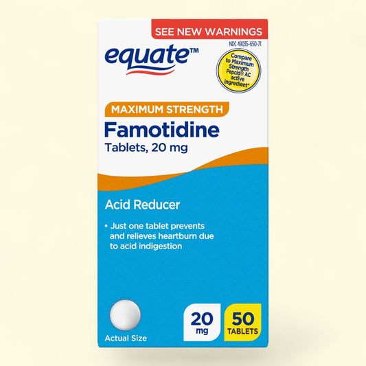 Equate Famotidine Tablets, 20 mg, 50 Count