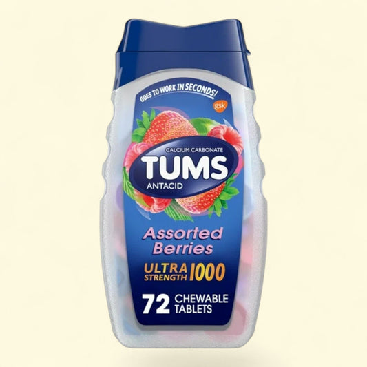 Tums Ultra Strength Chewable Antacid Tablets, Berry, 72 Count