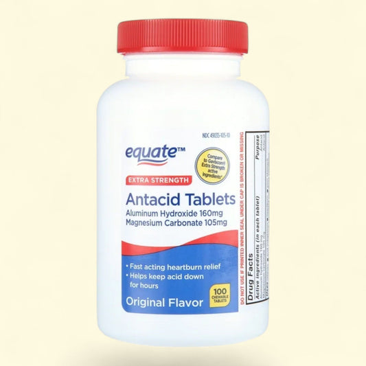 Equate Antacid Chewable Tablets, Original Flavor, 100 Count, 160 mg