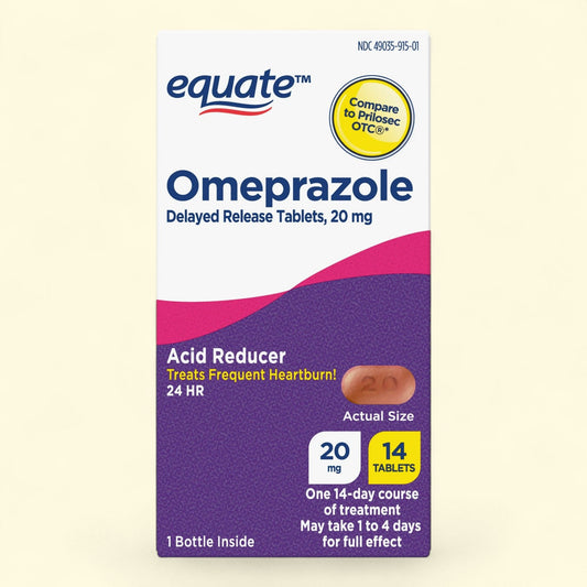 Equate Omeprazole Delayed Release Tablets 20 mg, 14 Count