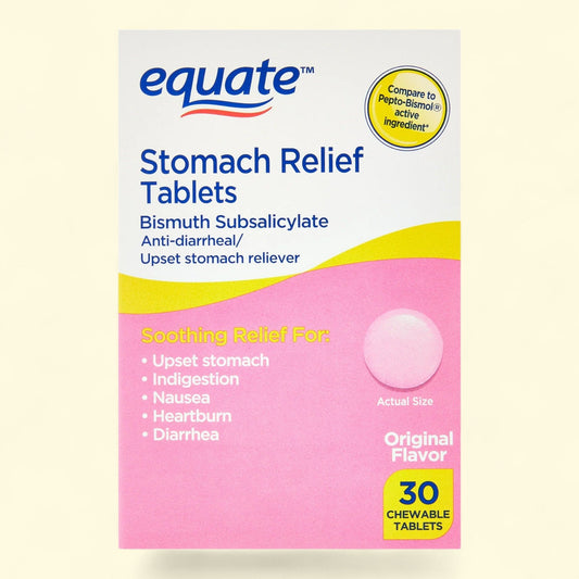 Equate Stomach Relief Chewable Tablets, 262 mg, 30 Count