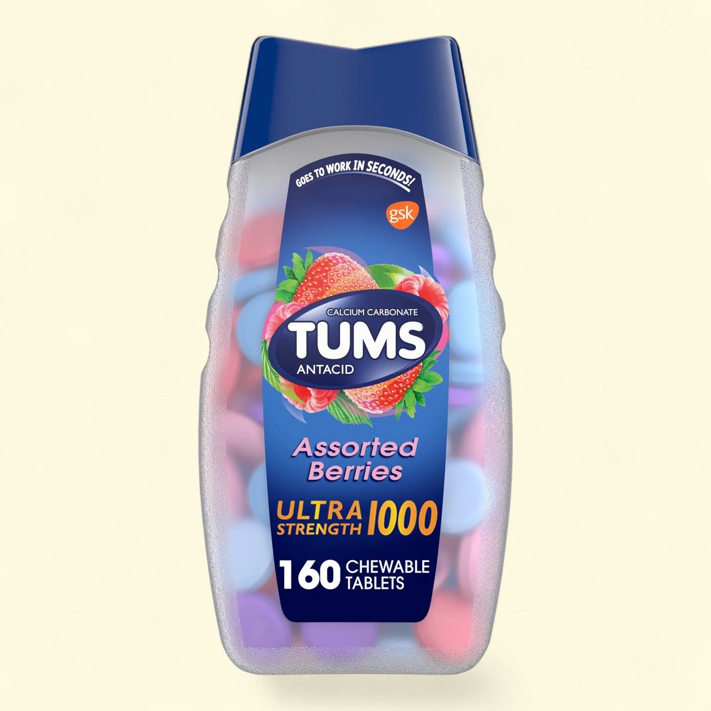 Tums Ultra Strength Chewable Antacid Tablets, Berry, 160 Count